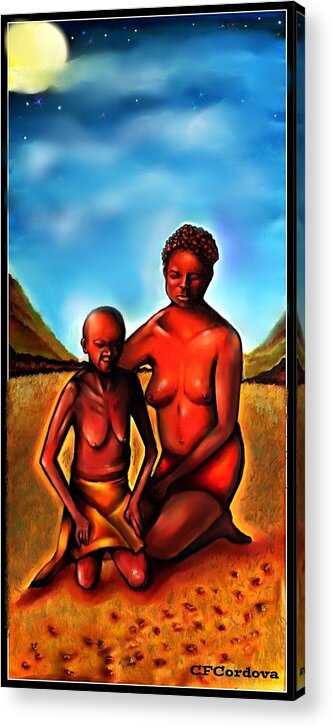 Portrait Acrylic Print featuring the painting Love Thy Mother by Carmen Cordova