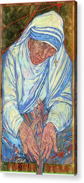 Christian Acrylic Print featuring the painting Mother Teresa Portrait by Alexander Zorin