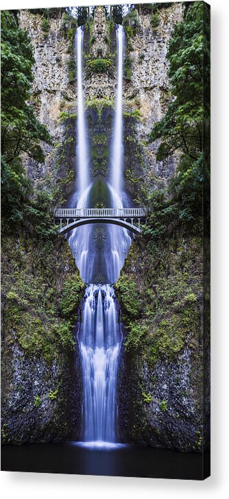 White Acrylic Print featuring the digital art Multonmah Falls Reflection by Pelo Blanco Photo