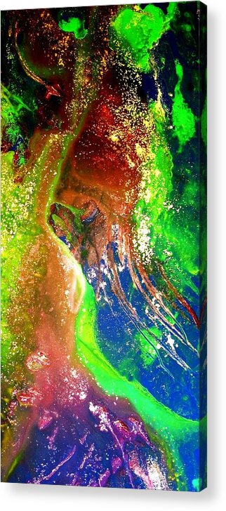 Abstract Acrylic Print featuring the painting Near and Far - Three by Louise Adams