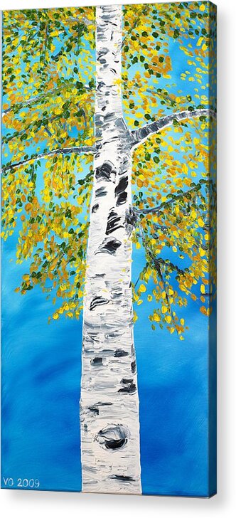 Birch Acrylic Print featuring the painting October Birch by Valerie Ornstein