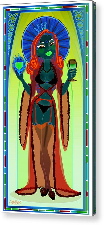 Pinup Acrylic Print featuring the digital art Our Lady of Perpetual Bliss by Cristina McAllister