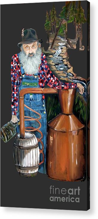 Popcorn Sutton T-shirts Acrylic Print featuring the painting Popcorn Sutton Moonshiner -T-shirt Transparrent by Jan Dappen