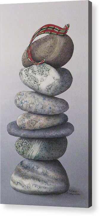Watercolour Acrylic Print featuring the painting Scotch on the Rocks by Karen Richardson