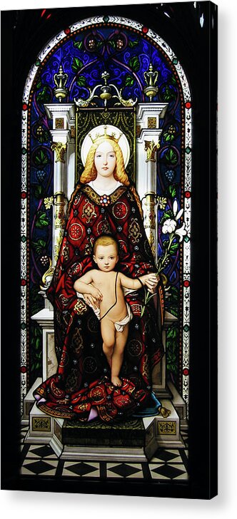 3scape Acrylic Print featuring the photograph Stained Glass of Virgin Mary by Adam Romanowicz