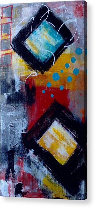 Abstractart Acrylic Print featuring the painting Yellow Square by Suzzanna Frank