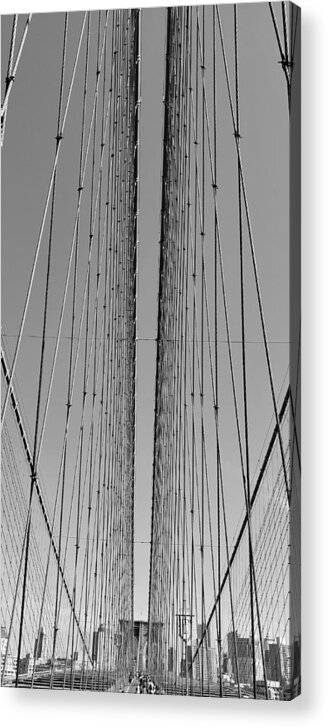 Brooklyn Bridge Acrylic Print featuring the photograph Brooklyn Bridge B W 77 by Rob Hans