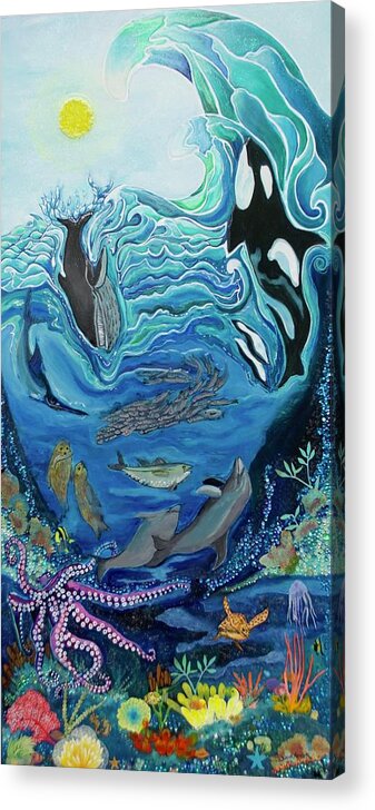 Ocean Acrylic Print featuring the painting Deep Sea Treasures by Patricia Arroyo