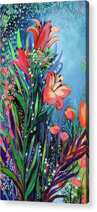 Floral Acrylic Print featuring the painting Midnight Garden by Jennifer Lommers