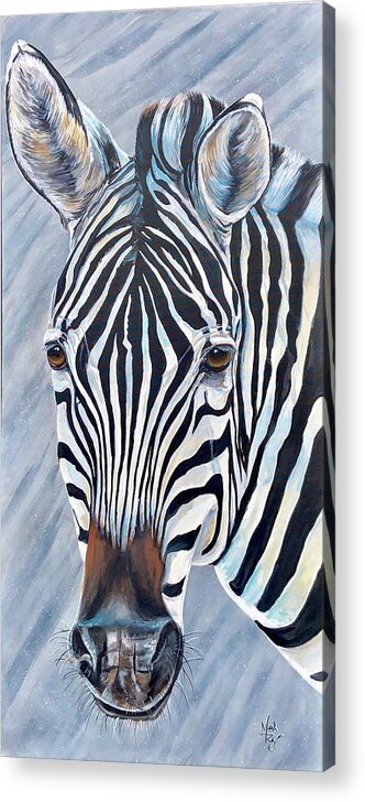 Zebra Acrylic Print featuring the painting Stripes by Mark Ray