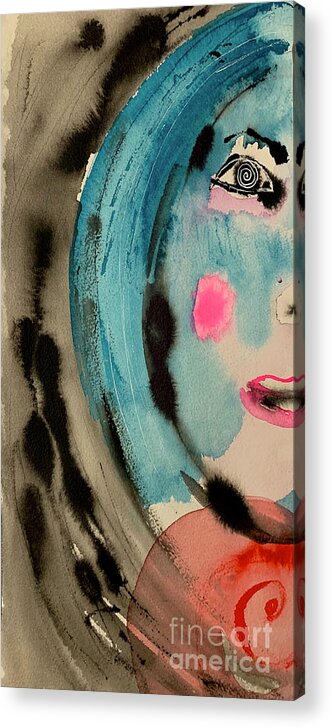 Portrait (cut In Half) Of A Girl Acrylic Print featuring the painting Untitled #1 by Christine Perry