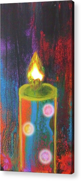 Candle Acrylic Print featuring the mixed media Candle In The Rain by Anna Adams