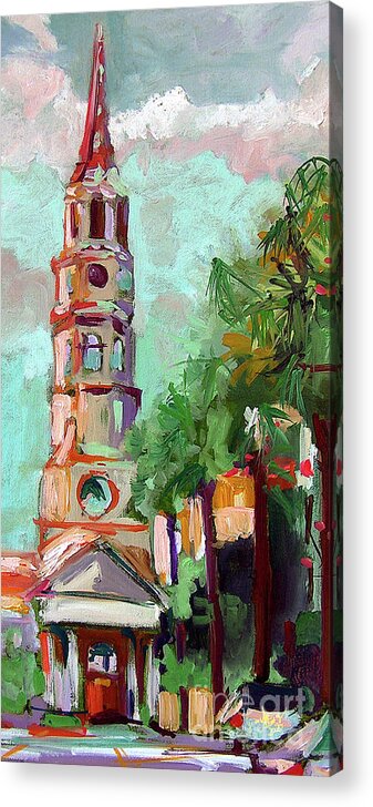 Churches Acrylic Print featuring the painting Charleston St Phillips Church Oil Painting by Ginette Callaway