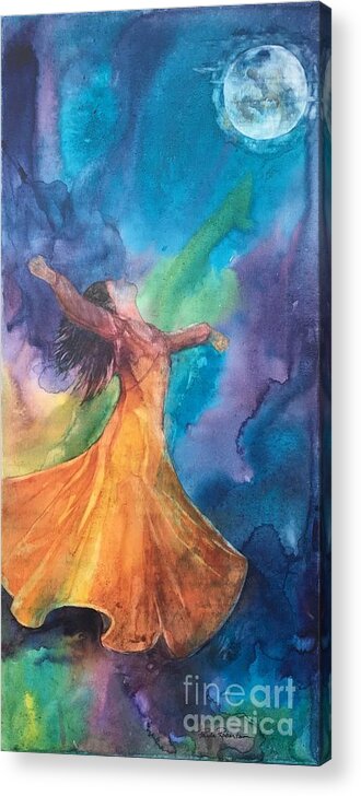 Dancing Acrylic Print featuring the painting Dancing In The Moonlight II by Paula Robertson