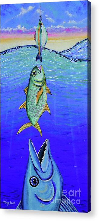 Fish Acrylic Print featuring the painting Food Chain by Mary Scott