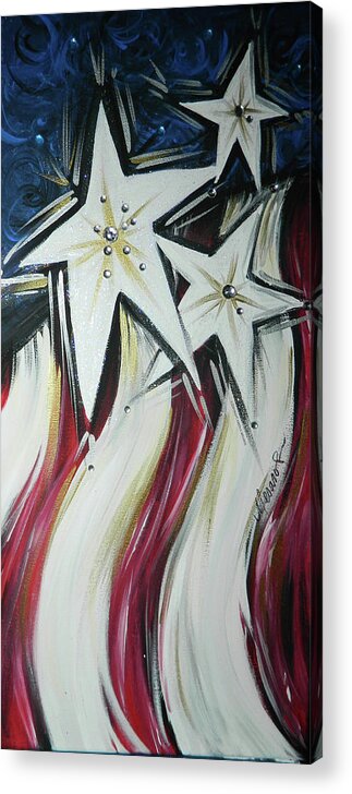 U.s. Flag Acrylic Print featuring the painting Funky Flag by Karen Mesaros