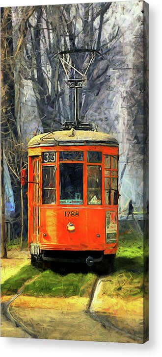 Tram Acrylic Print featuring the painting Il 33 by Tano V-Dodici ArtAutomobile