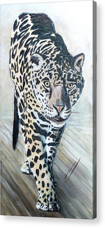Leopard Acrylic Print featuring the painting Leopard by Uwe Fehrmann