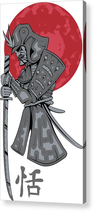 Japanese Acrylic Print featuring the digital art Red Sun Samurai by Jacob Zelazny