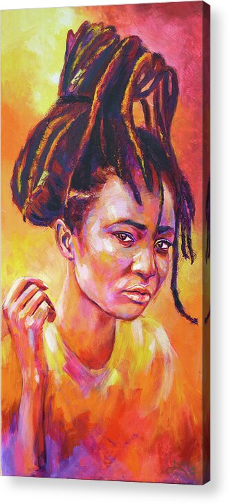 Black Women Acrylic Print featuring the painting Speak My Mind by Luzdy Rivera