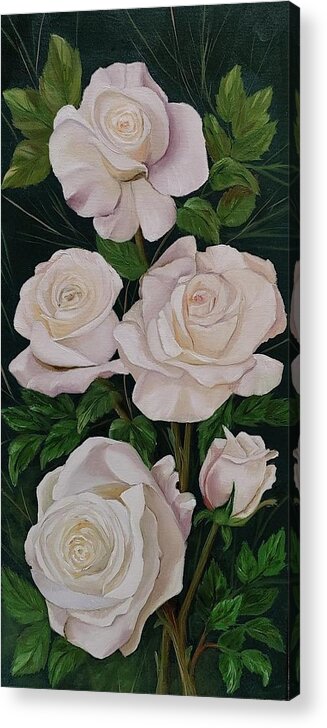 White Rose Painting Acrylic Print featuring the painting White Rose Tower by Connie Rish
