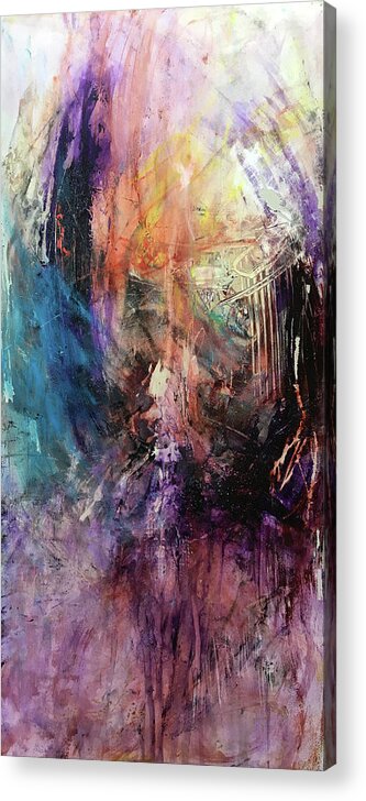 Abstract Art Acrylic Print featuring the painting Wings Tearing Angel by Rodney Frederickson