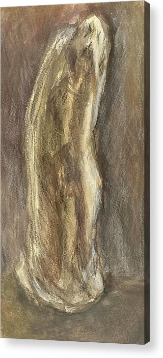 Pigments Acrylic Print featuring the drawing Wrapped Figure in Brown by David Euler