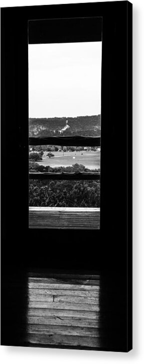 Wimberly Trip 2013 Acrylic Print featuring the photograph Looking out a country door. by Darryl Dalton
