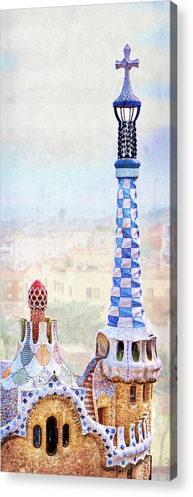 Park Guell Acrylic Print featuring the photograph Park Guell candy House Tower - Gaudi by Weston Westmoreland