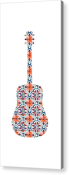 Guitar Silhouette Acrylic Print featuring the painting Flamenco Guitar - 06 by AM FineArtPrints