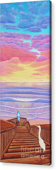 Sunset Acrylic Print featuring the painting Cardiff Sunset by Elisabeth Sullivan