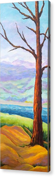 Landscape Acrylic Print featuring the painting Last Tree Standing by Rosie Sherman