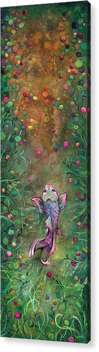 Koi Acrylic Print featuring the painting Aspiration of the Koi by Shadia Derbyshire