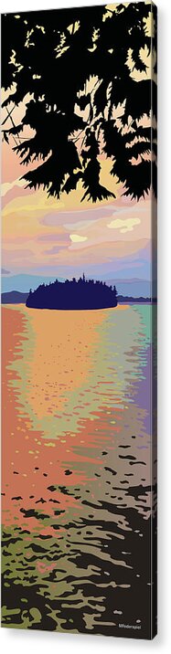 Lake Acrylic Print featuring the digital art The Island II by Marian Federspiel