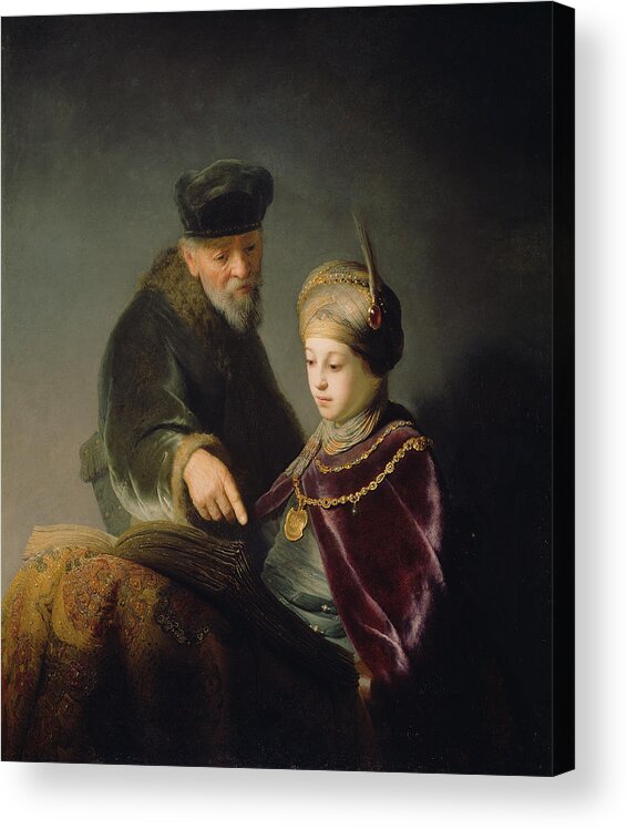 Rembrandt Van Rijn Acrylic Print featuring the painting A Young Scholar And His Tutor #1 by Celestial Images