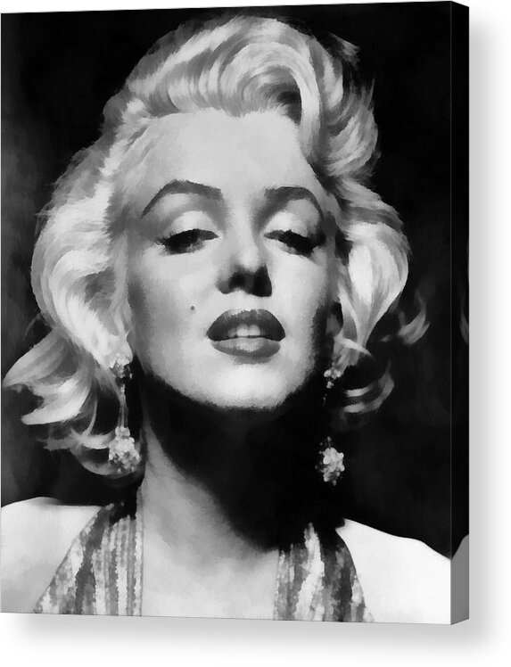 Marilyn Monroe Acrylic Print featuring the digital art Marilyn Monroe - Black and White #1 by Georgia Clare