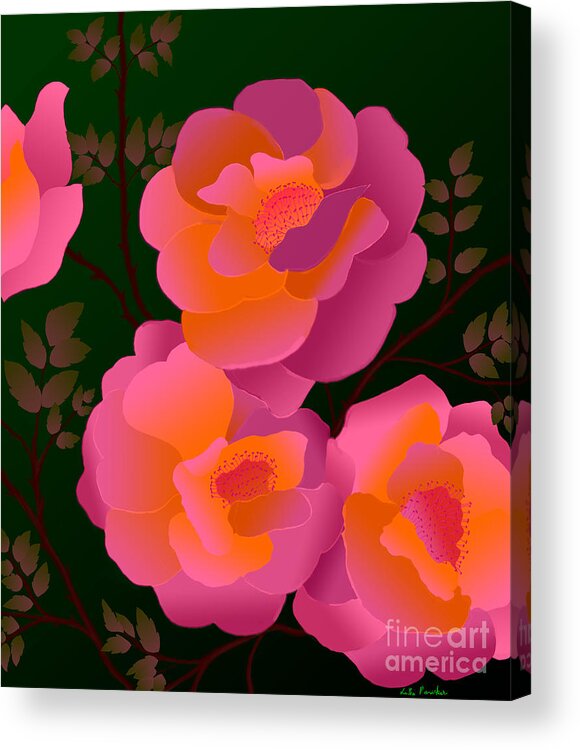 The Scent Of Roses Digital Painting Acrylic Print featuring the digital art The Scent Of Roses #2 by Latha Gokuldas Panicker