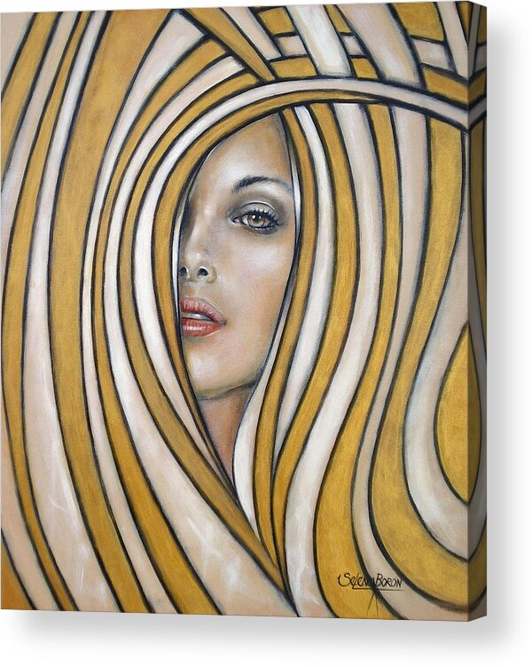 Woman Acrylic Print featuring the painting Golden Dream 060809 #1 by Selena Boron