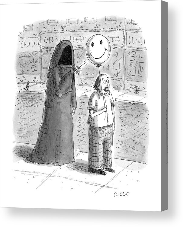 Grim Reaper Acrylic Print featuring the drawing New Yorker September 26th, 2016 by Roz Chast