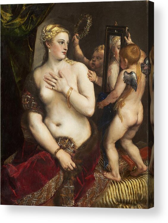 Titian Acrylic Print featuring the painting Venus With A Mirror #4 by Titian