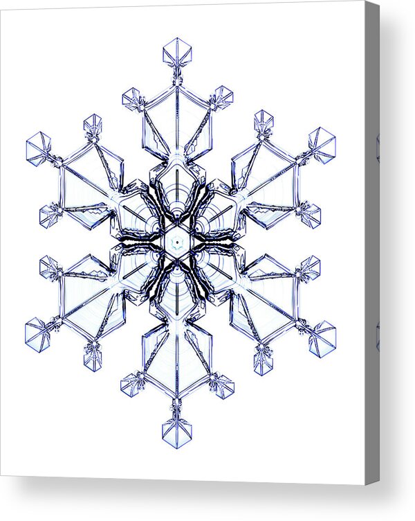 White Background Acrylic Print featuring the photograph Snowflake #7 by Kenneth Libbrecht