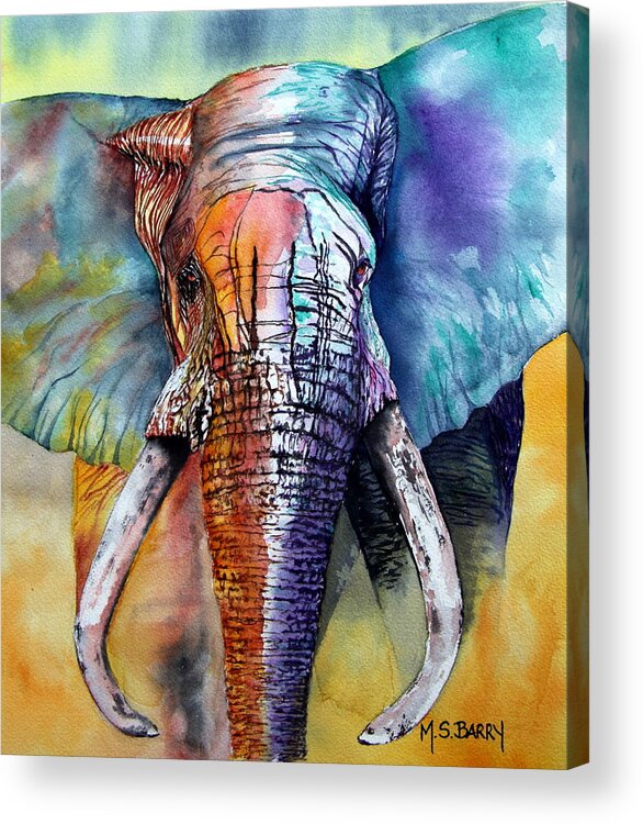 Elephant Acrylic Print featuring the painting Alpha by Maria Barry