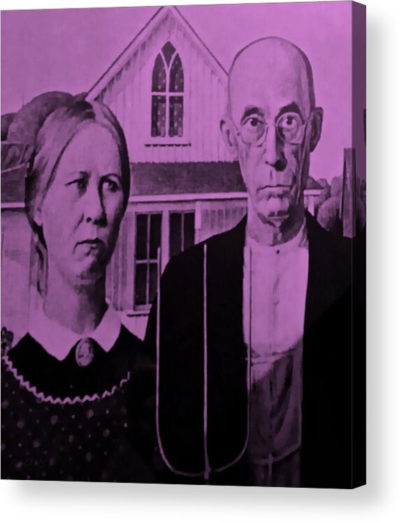 Americana Acrylic Print featuring the photograph AMERICAN GOTHIC in PINK by Rob Hans