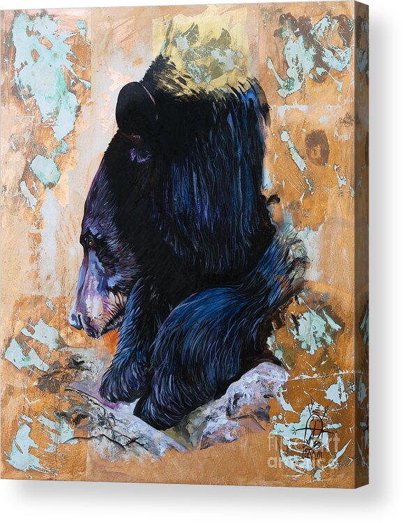Ursus Americanus Acrylic Print featuring the painting Autumn Bear by J W Baker