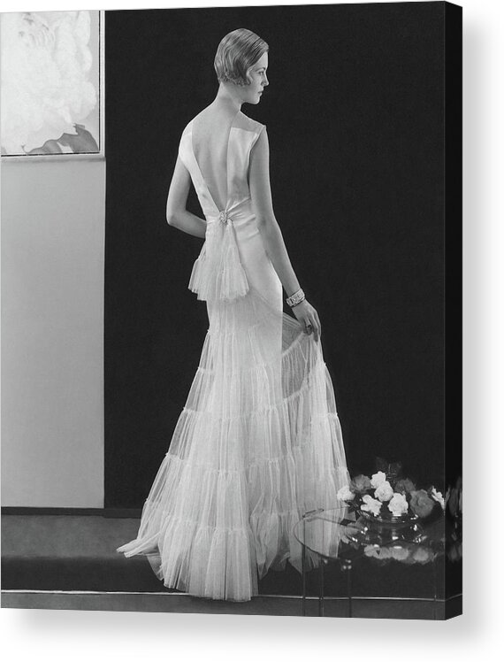 Fashion Acrylic Print featuring the photograph Back View Of A Model Wearing An Evening Gown by Edward Steichen