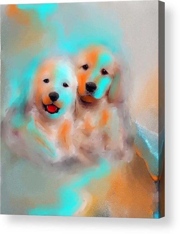 Dogs Acrylic Print featuring the painting Best Friends by Larry Cirigliano