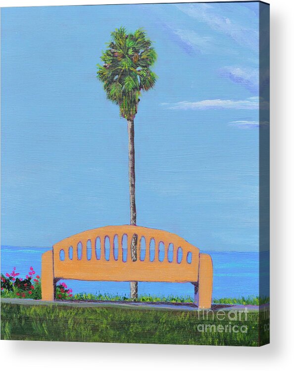 Palm Tree Acrylic Print featuring the painting Best Seat in San Clemente by Mary Scott