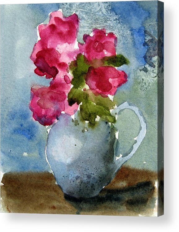 Blue Acrylic Print featuring the painting Blue Pitcher by Anne Duke