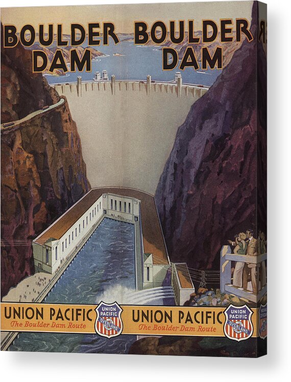 Boulder Dam Acrylic Print featuring the photograph Vintage Train Ad 1935 by Andrew Fare