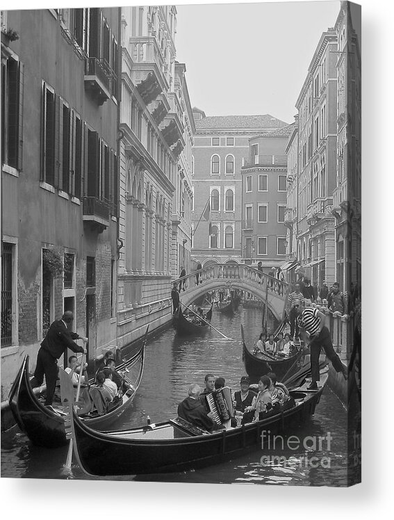 Venice Gondolas Acrylic Print featuring the photograph Busy Day in Venice by Suzanne Oesterling